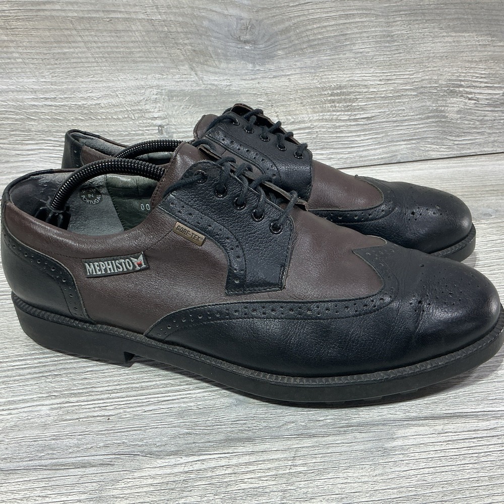 Mephisto Gore Tex Portugal Golf Shoes Leather Black Brown Saddle Men's Size 12